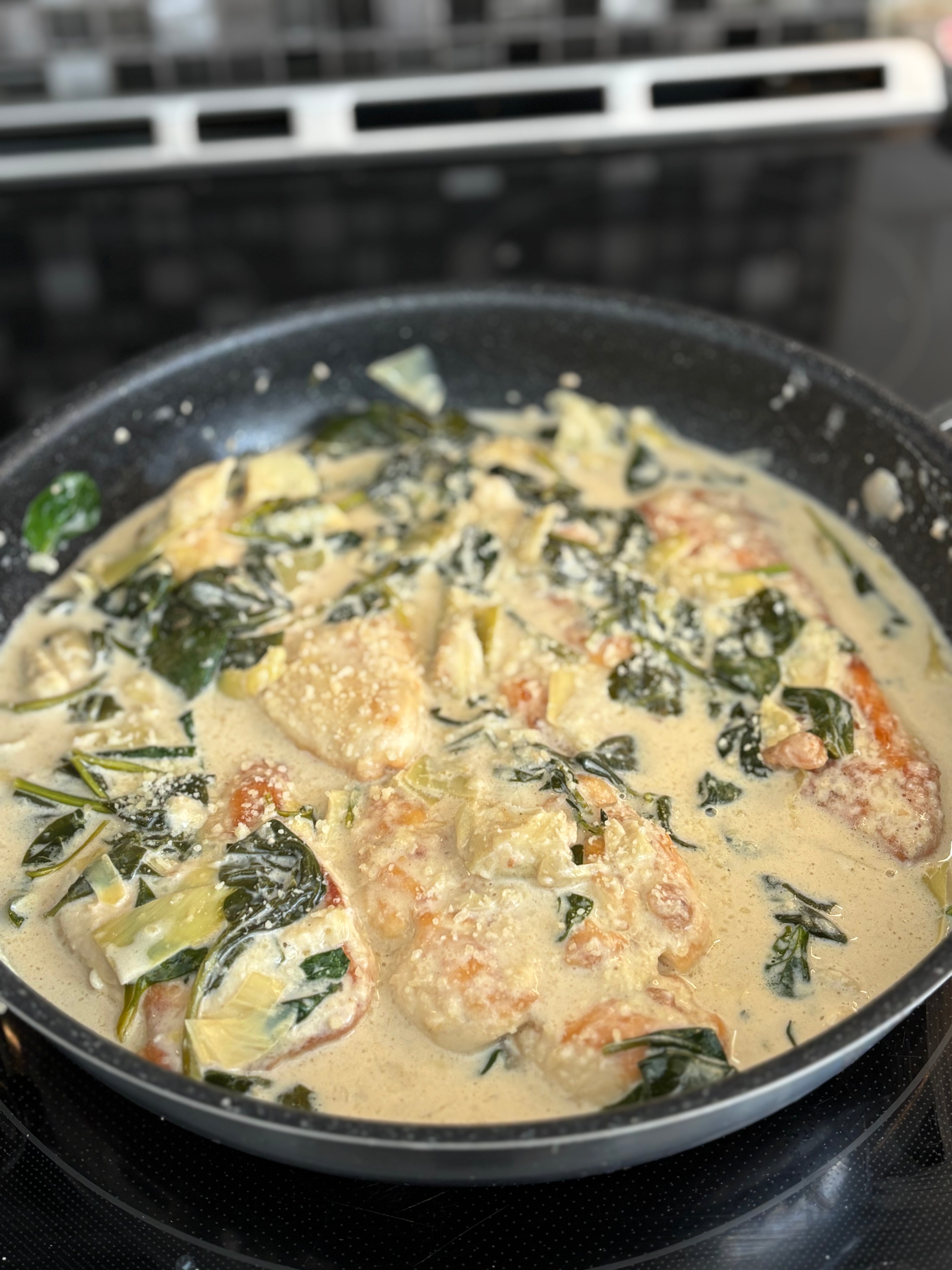 Creamy Lemon Chicken with Spinach and Artichokes