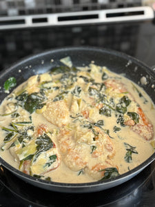 Creamy Lemon Chicken with Spinach and Artichokes